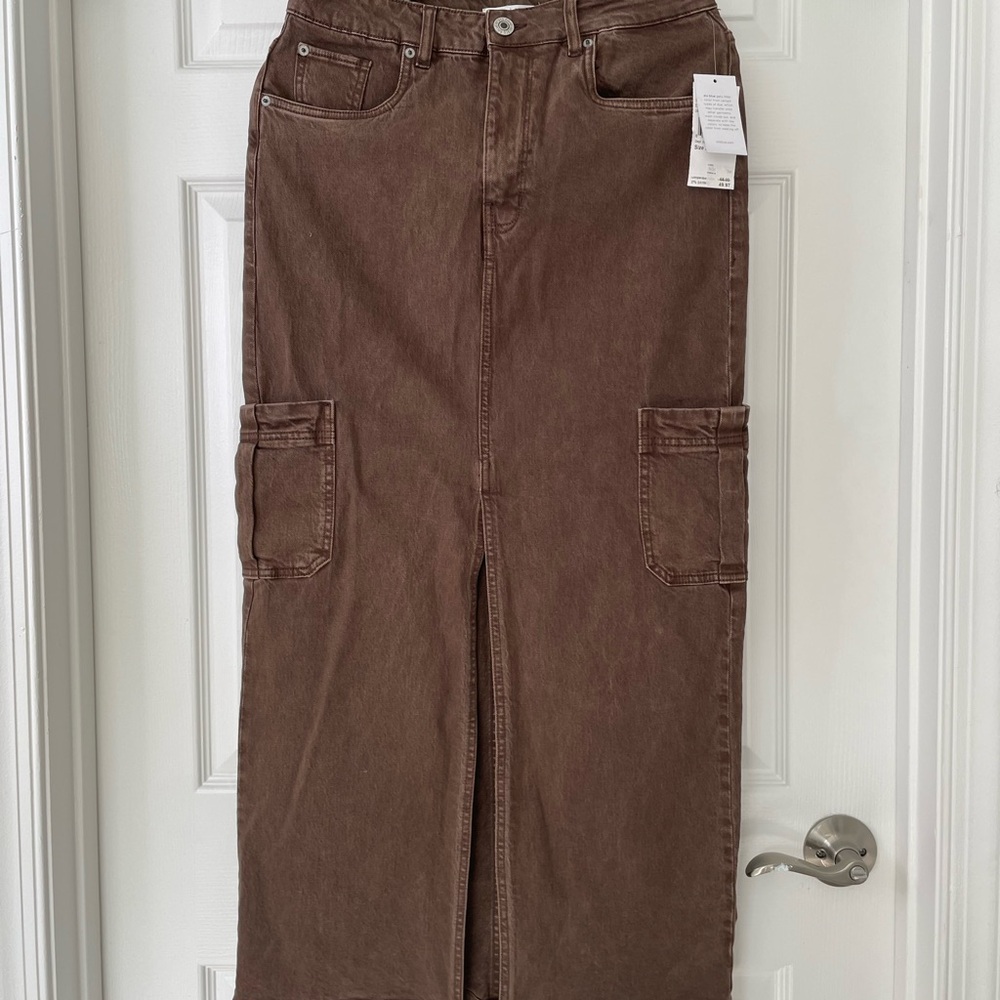STS Blue Brown Cargo Maxi Skirt Casual